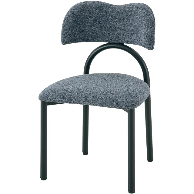 MUVANO Set van 2 blauwe stoffen eetkamerstoelen - Keukenstoelen - Gepolsterde zitting en rug - Zwart metalen frame - Zithoogte 47 cm - Voor eetkamer