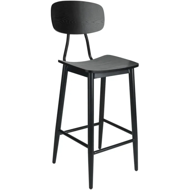 Vega 2x VEGA Barstoel Scola; 44.5x51x115 cm (BxDxH); zitting zwart, frame zwart; 2 stuk / verpakking