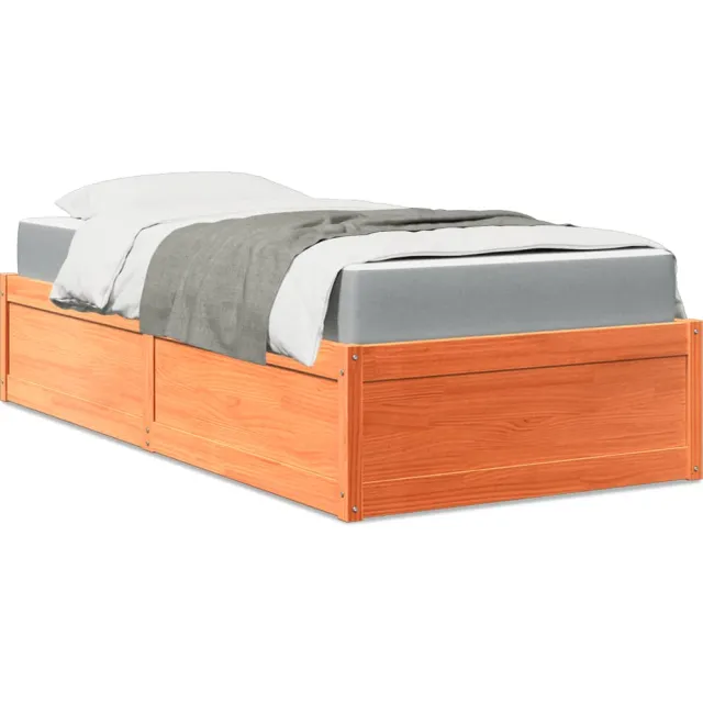 vidaXL Bed met matras massief grenenhout wasbruin 90x200 cm