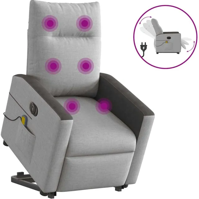 vidaXL Sta-op-massagestoel - elektrisch - verstelbaar - stof - wolk - grijs wolk grijs en zwart