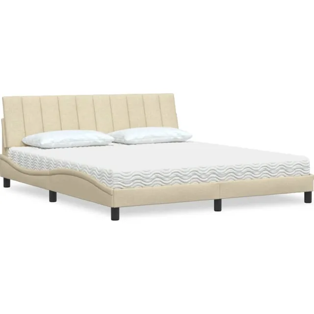 vidaXL Bed met matras "Hanko" stof crèmekleurig 180x200 cm