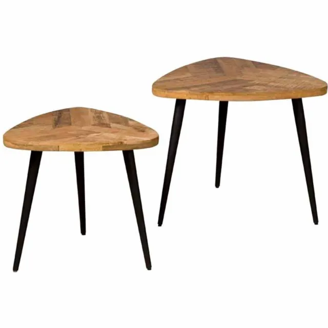 Tower Living Salontafel Viola - Driehoek Naturel Hout - Set van 2
