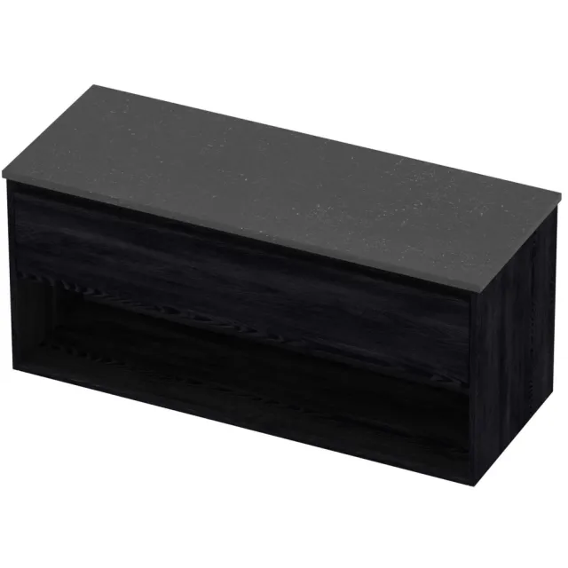 Proline Deck Badmeubelset Hardsteen Met Schap 120x46x55 cm Blue Stone Black Oak Eiken