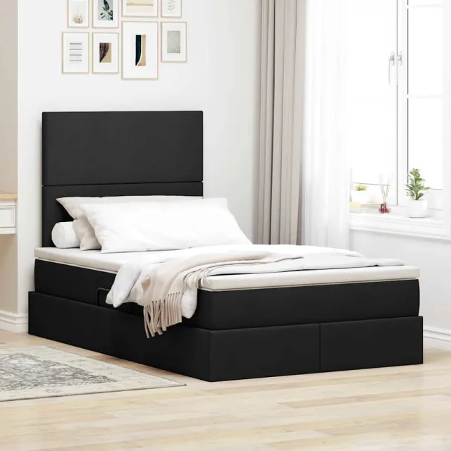 vidaXL LED Opslagbed met Matras Zwart 120 x 200 cm Stof