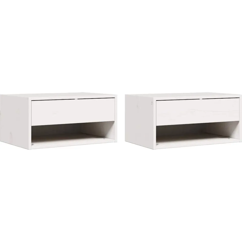 vidaXL Nachtkastje 2 st Wit 50 x 32,5 x 24 cm Massief grenenhout, foto 3