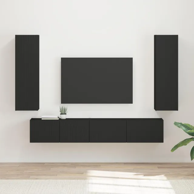 vidaXL Tv-meubelset 3 st 30 x 31 x 100 cm Zwart, foto 2