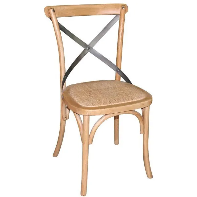 Bolero houten stoelen met gekruiste rugleuning naturel (2 stuks)