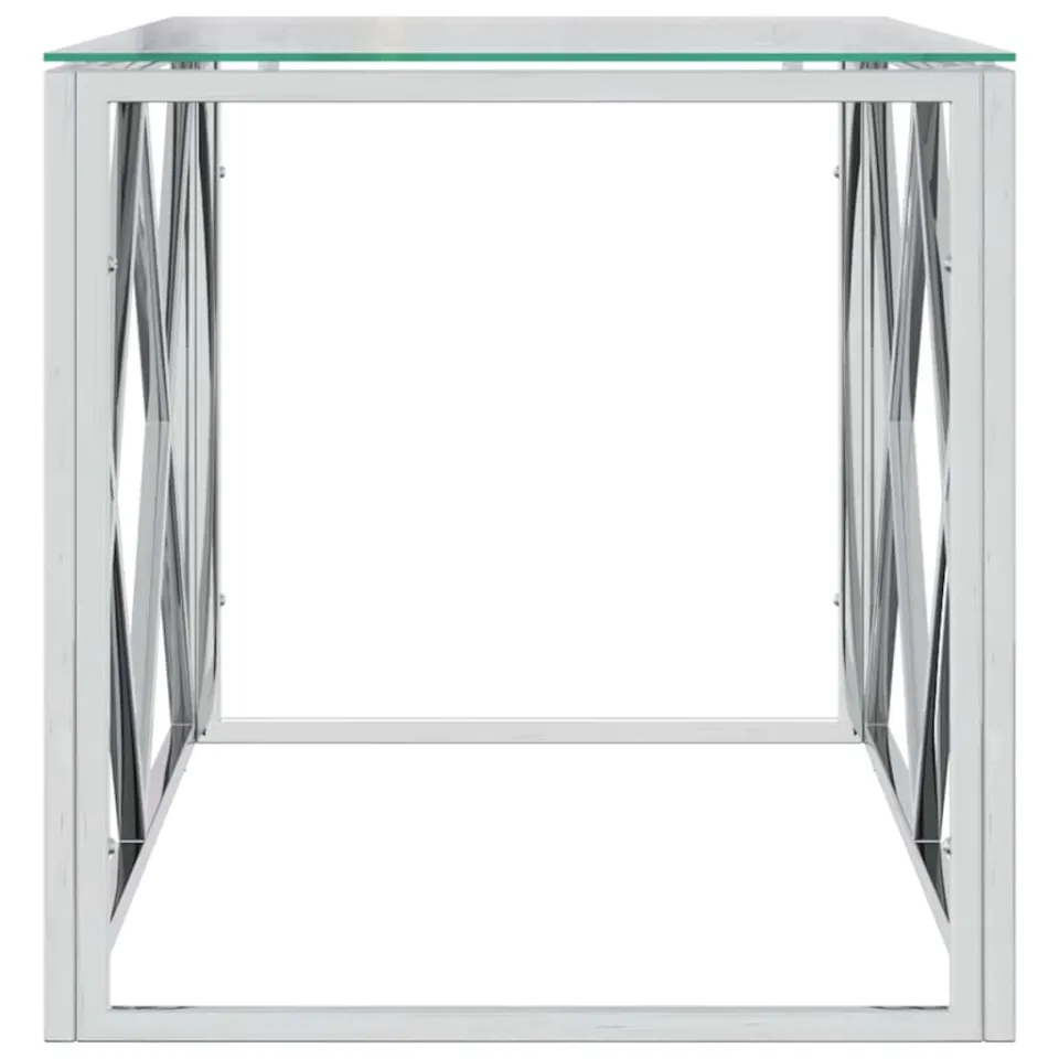 vidaXL Salontafel 110x45x45 cm roestvrij staal en glas, foto 4