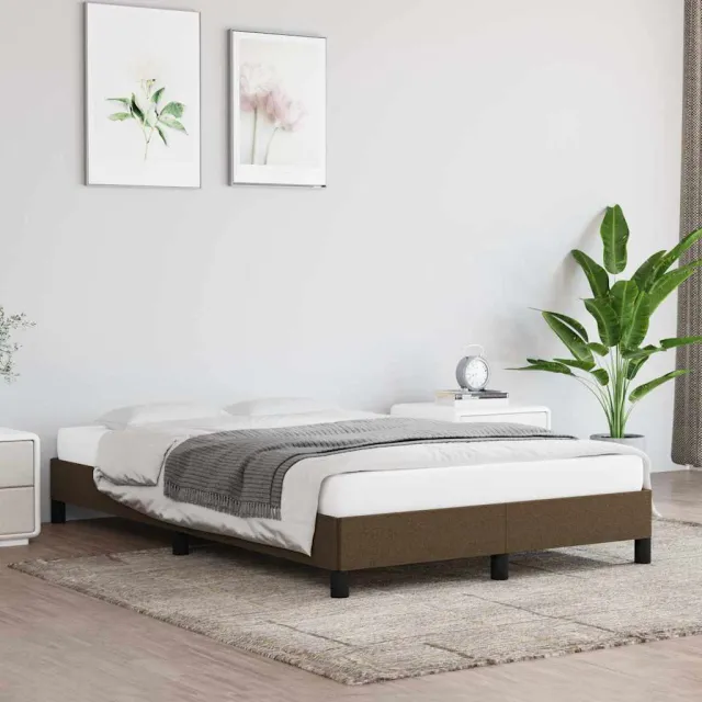 vidaXL Bedframe zonder matras 120x200 cm stof donkerbruin