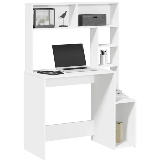 vidaXL Bureau met schappen 100x45x140 cm bewerkt hout wit