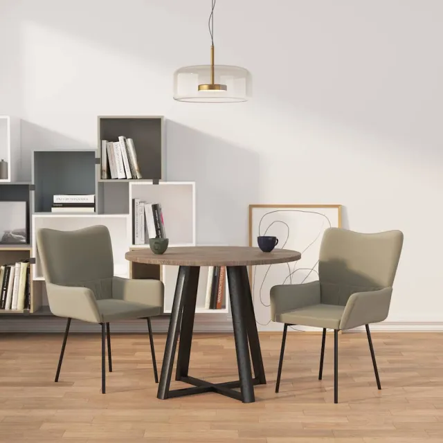 vidaXL Eetkamerstoelen 2 st fluweel lichtgrijs grijs, foto 2