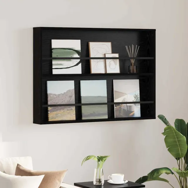 vidaXL Tijdschrift Rek Zwart Eiken 100 x 12 x 70 cm Bewerkt hout