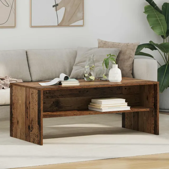 vidaXL Salontafel Oudhout 100 x 50 x 40 cm Bewerkt hout bruin, foto 2