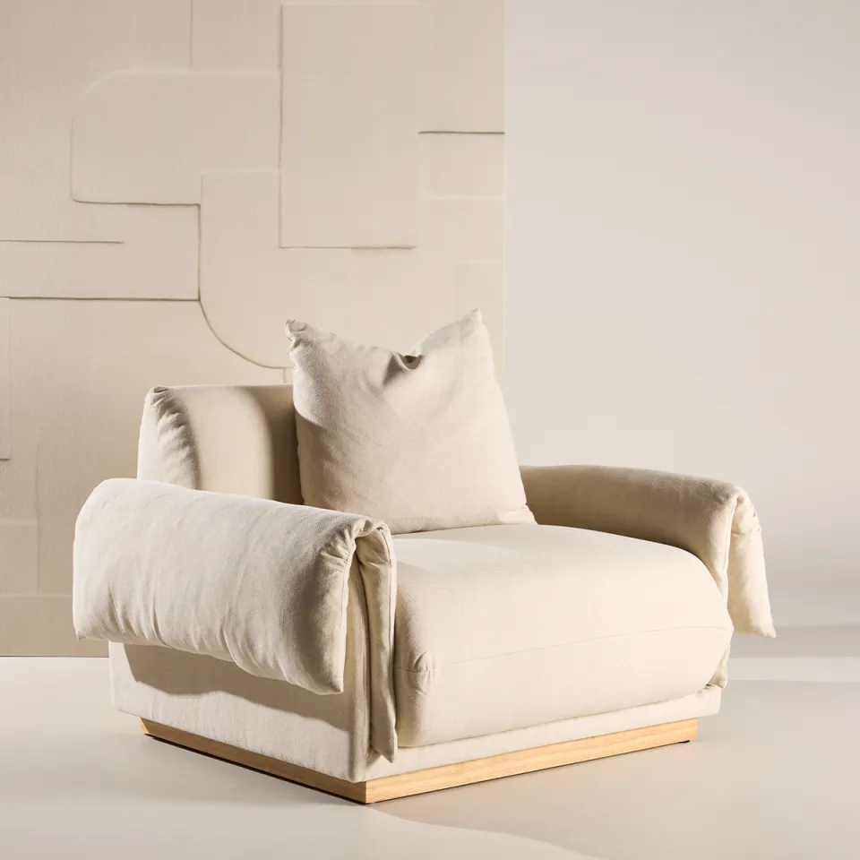 Nest living Rikki gestoffeerde fauteuil beige, foto 2