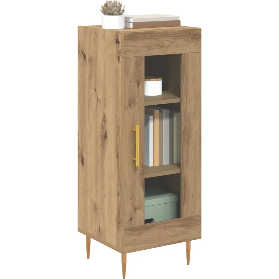 vidaXL Dressoir artisanaal eikenkleurig 34 x 34.5 x 90 cm Bewerkt hout Bruin