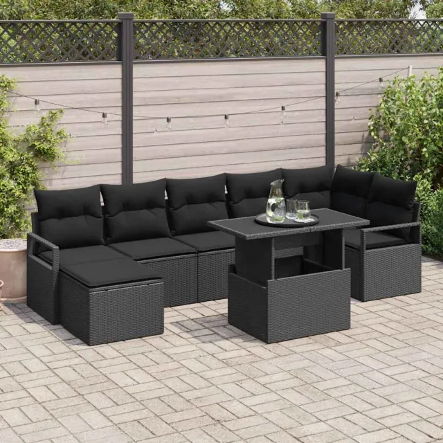 vidaXL Tuin Sofa Set 8 st Zwart Poly riet, foto 2