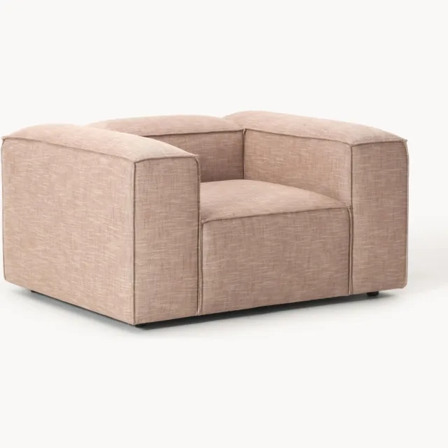 Westwing Collection Fauteuil Lennon van linnenmix Wijnrood