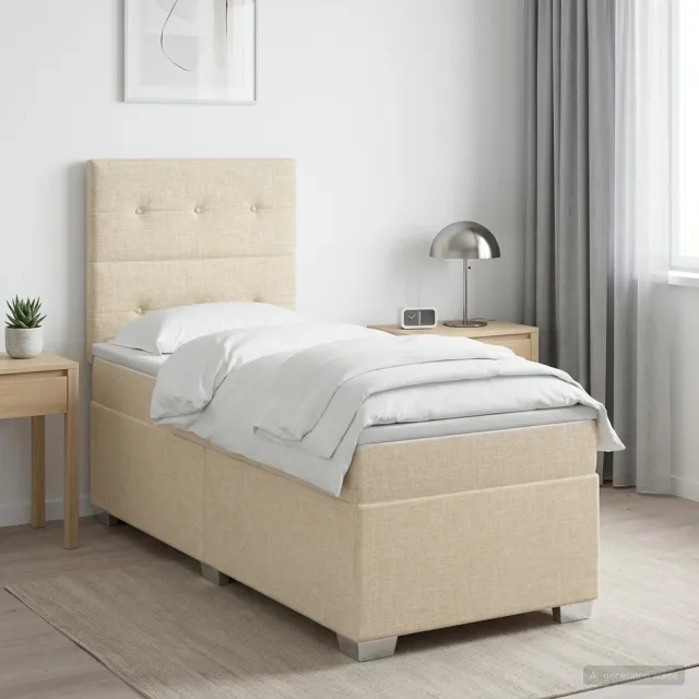 vidaXL Boxspringbed met matras Crèmekleurig 90 x 190 cm Stof