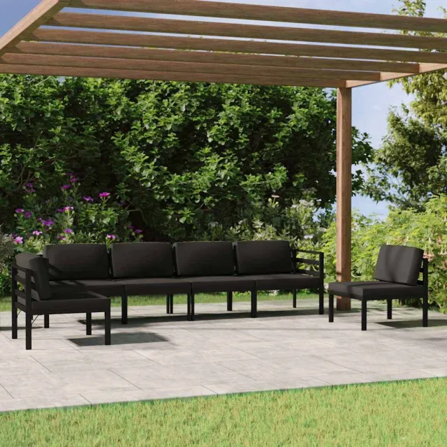 vidaXL 6-delige Loungeset met kussens aluminium antracietkleurig, foto 2
