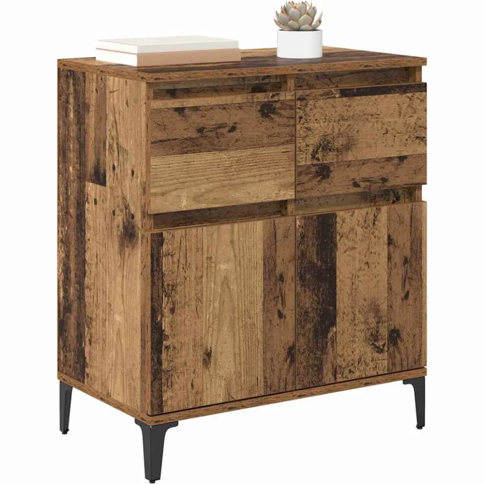 vidaXL Dressoir Oud Hout 60 x 35 x 70 cm Gemonteerd hout en ijzer Bruin