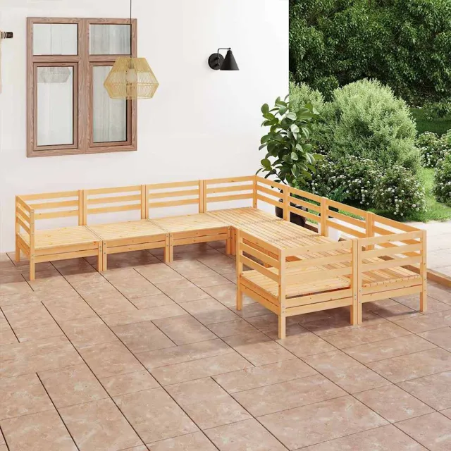 vidaXL 8-delige Loungeset massief grenenhout bruin, foto 2