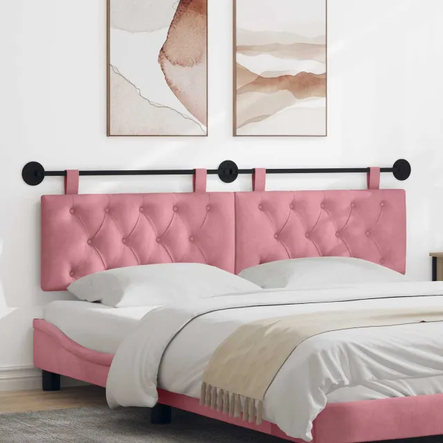 vidaXL Hangend hoofdbord Roze Fluweel