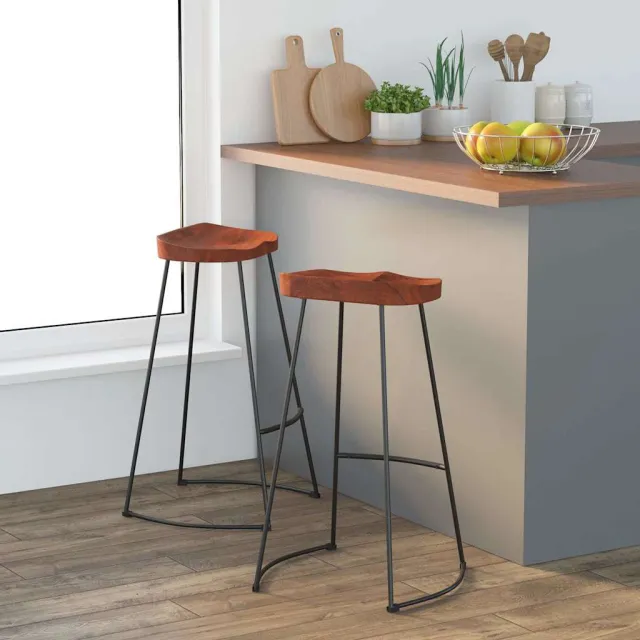 vidaXL Barkrukken 2 st Gavin 50x40x78 cm massief mangohout bruin, foto 2