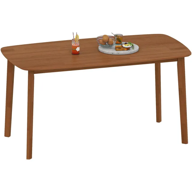 Homcom Eettafel Grenenhout voor 6 Personen - Keukentafel - Houten Eettafel - Lichtbruin