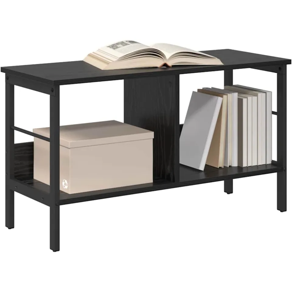 vidaXL Boekenkast 2-laags 82 x 32 x 47 cm Bewerkt hout Zwart Eiken