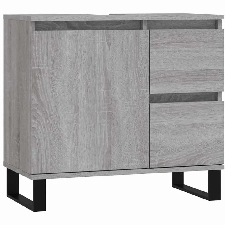 vidaXL Badkamerkast 65x33x60 cm bewerkt hout grijs sonoma eikenkleurig, foto 3