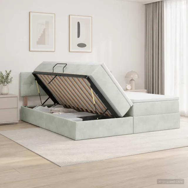 vidaXL Opslag bed met hoofdeinde 2 st Lichtgrijs