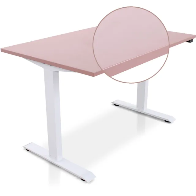 Multi Ratio Lineaflex MRC EASY Zit-Sta Bureau – Elektrisch Verstelbaar – 120x80 cm – Blad Dusty Rose – Wit Frame – Inclusief Stekkerdoos & Kabelklemmen