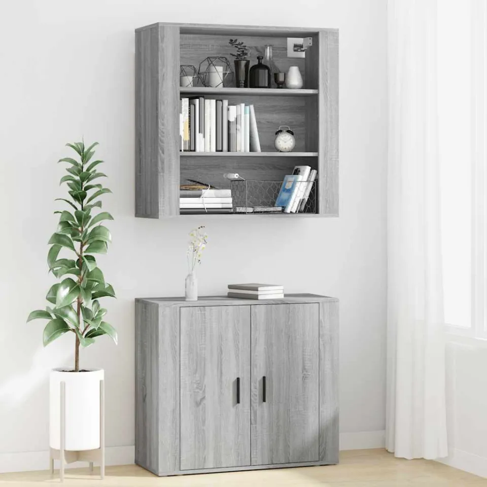 vidaXL Hoge kast bewerkt hout grijs sonoma eikenkleurig, foto 3