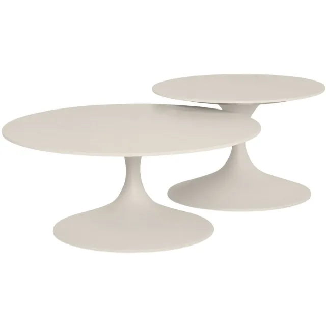 Suns Nova loungetafelset 60xH40 cm en 80xH35 cm rond sintered stone camel sand Zand / Latte / Linen
