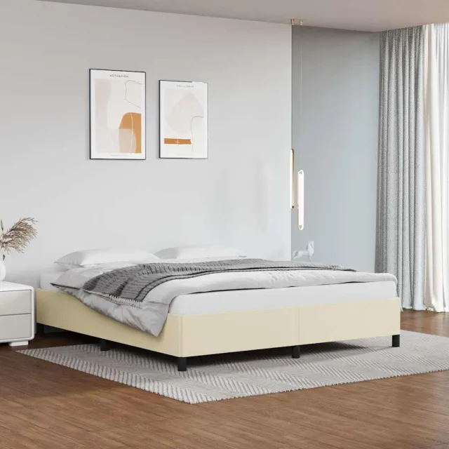vidaXL Bedframe zonder matras 160x200 cm kunstleer crèmekleurig