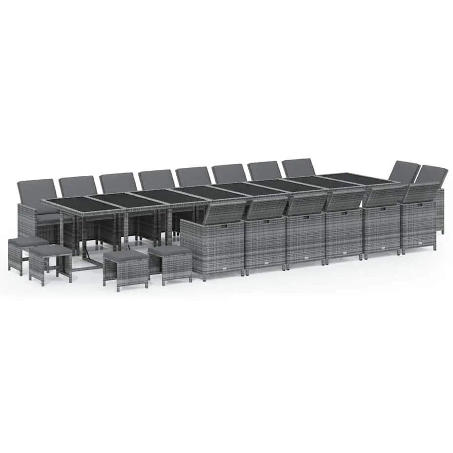 vidaXL 21-delige Tuinset met kussens poly rattan grijs