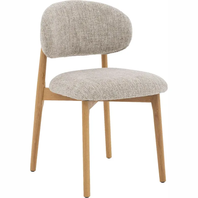 Goossens Eetkamerstoel Bessy - Beige - Stof - Zonder Armleuning stof gemeleerd grof geweven beige
