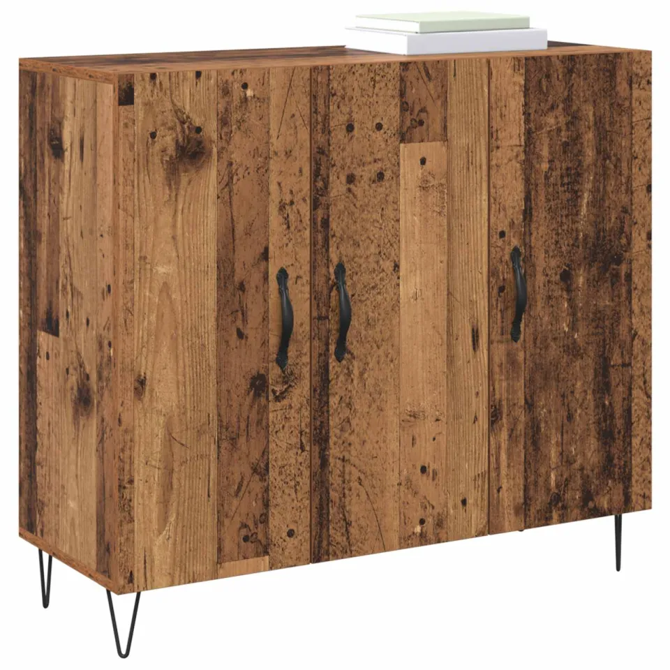 vidaXL Dressoir Oudhout 90 x 32,5 x 80 cm Bewerkt hout Bruin