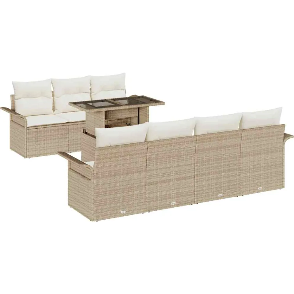 vidaXL Tuin Sofa Set 8 st Beige poly rattan