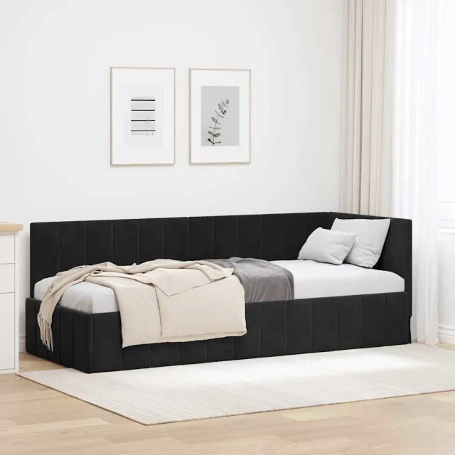 vidaXL Hoekbedframe Zwart 80 x 200 cm fluweel