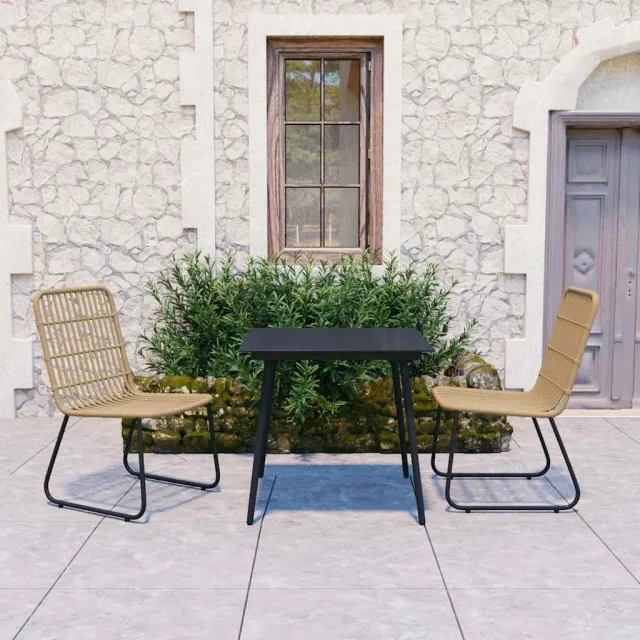 vidaXL 3-delige Tuinset poly rattan en glas bruin, foto 2