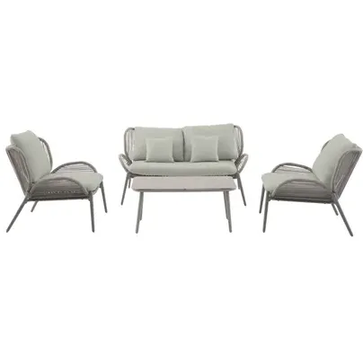 Central Park - Praxis Eigen Merk Central Park Loungeset Kea - Staal/wicker - Groen - 4 Personen, foto 2