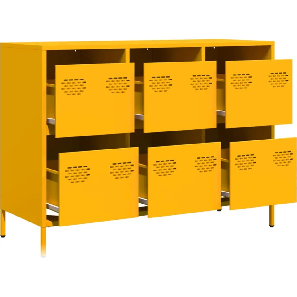 vidaXL Dressoir 101,5x39x73,5 cm koudgewalst staal mosterdgeel, foto 4