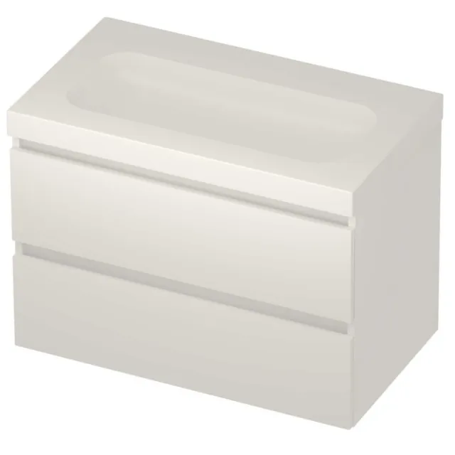 Basic-Line Moby 46 Badmeubelset Polystone Zonder Kraangat 80x46x58 cm Mat White Glans Wit