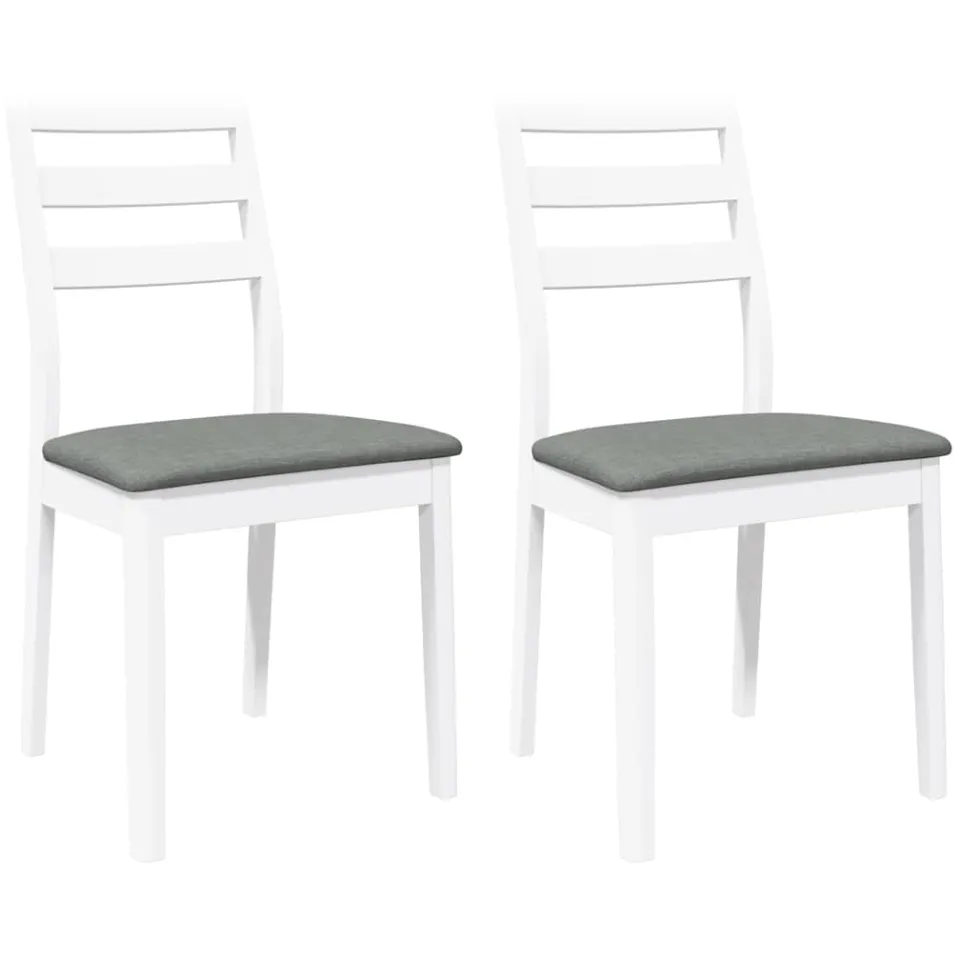 vidaXL Eetkamerstoelen met kussens 2 st massief hout rubber wit