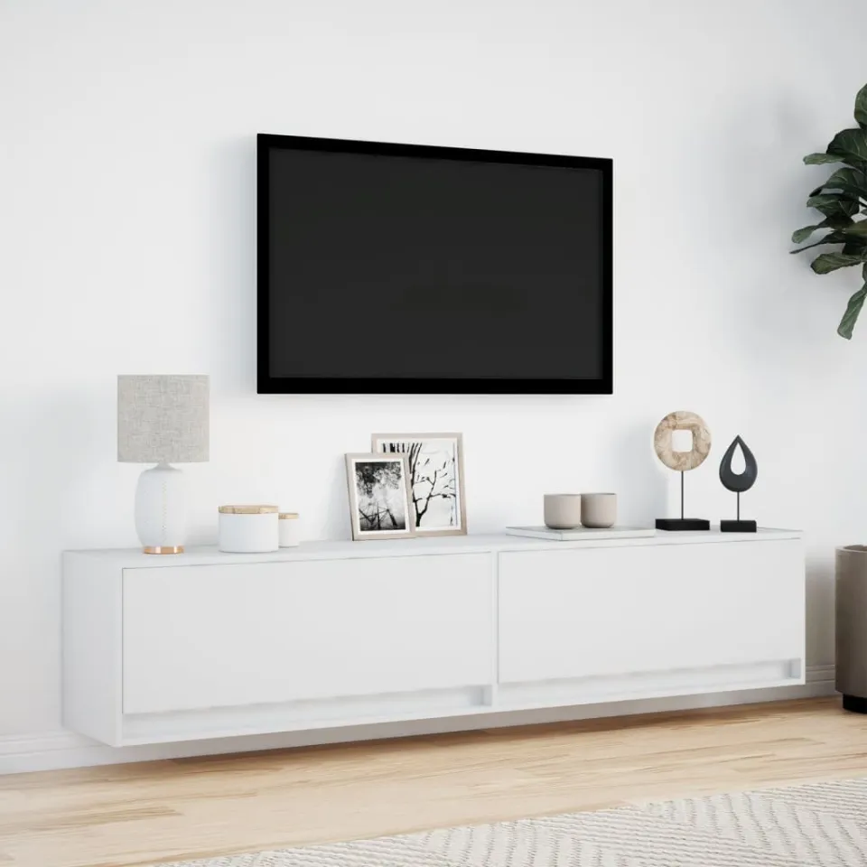 vidaXL Tv-wandmeubel met LED-verlichting 180x31x38 cm wit, foto 2