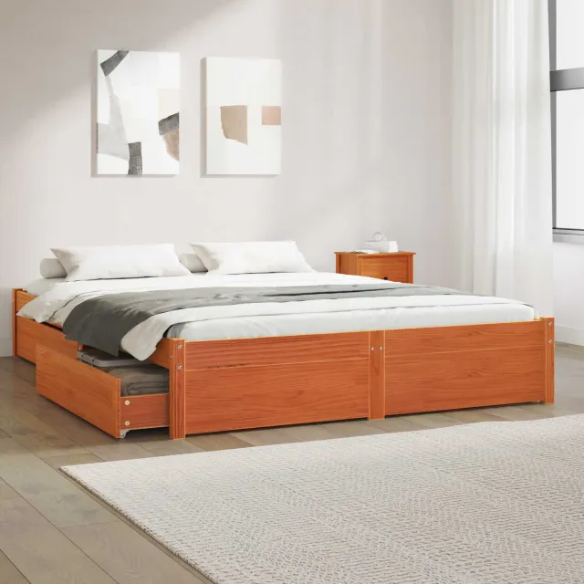 vidaXL Bedframe Wasbruin 160 x 200 cm Massief Vurenhout
