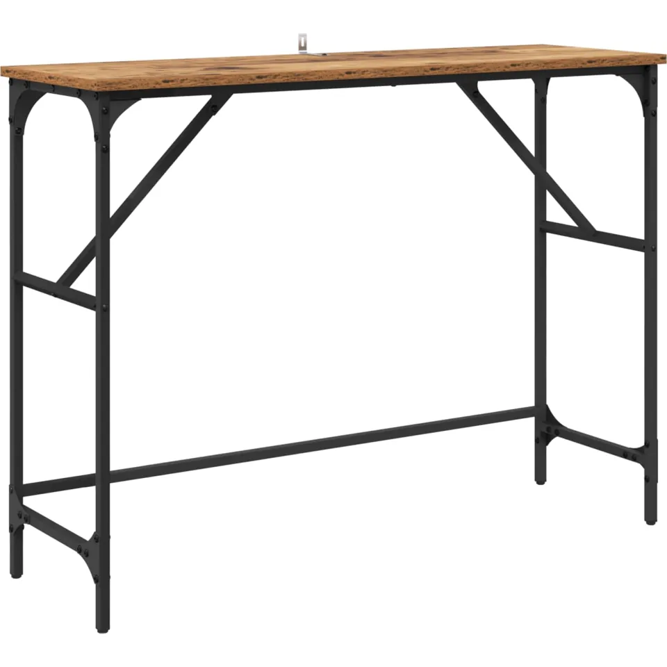 vidaXL Wandtafel Oudhout 100 x 32 x 75 cm Bewerkt hout bruin, foto 3
