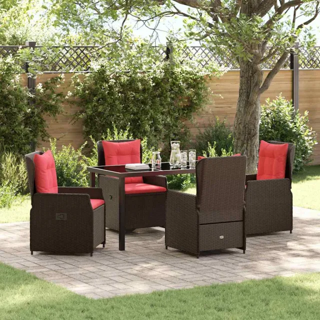 vidaXL Tuin Eetset 5 st Bruin Poly riet