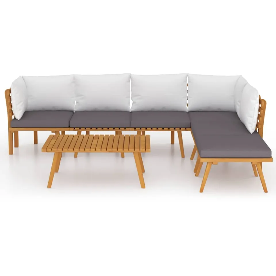 vidaXL 7-delige Loungeset met kussens massief acaciahout Bruin